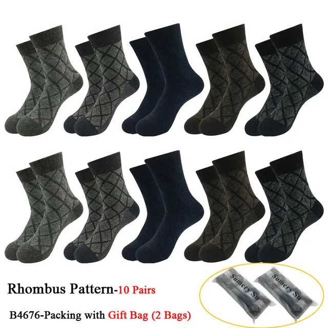 10 pairs Lot Winter Casual Wool Socks Cashmere Breathable Socks for Men