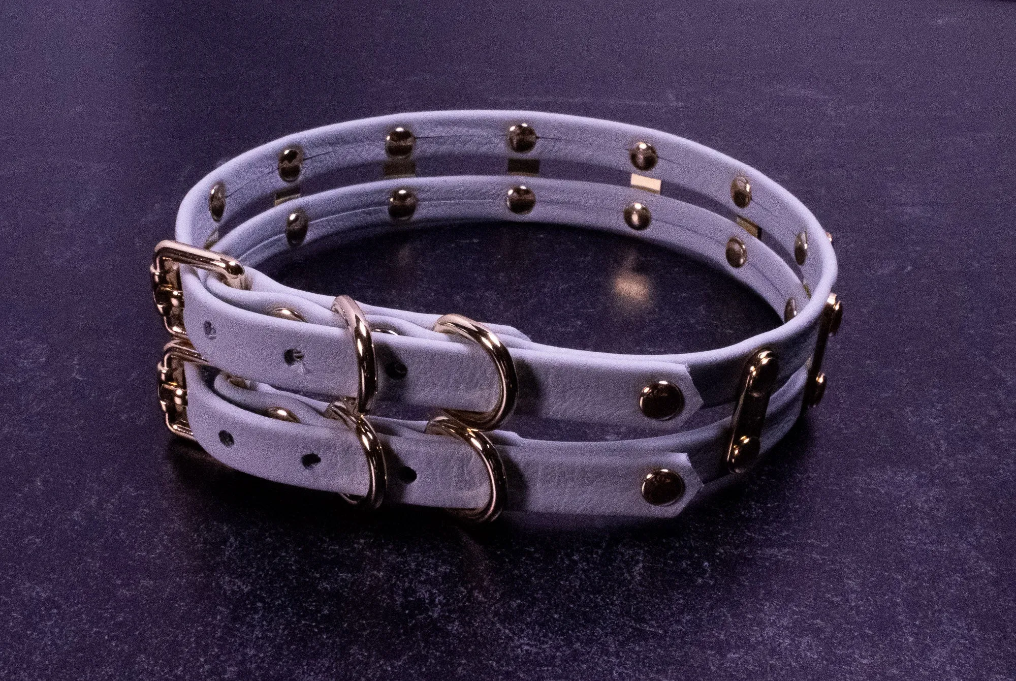 12.5" - 15" Dual-Strip Slate Leather Collar _ LIMITED _