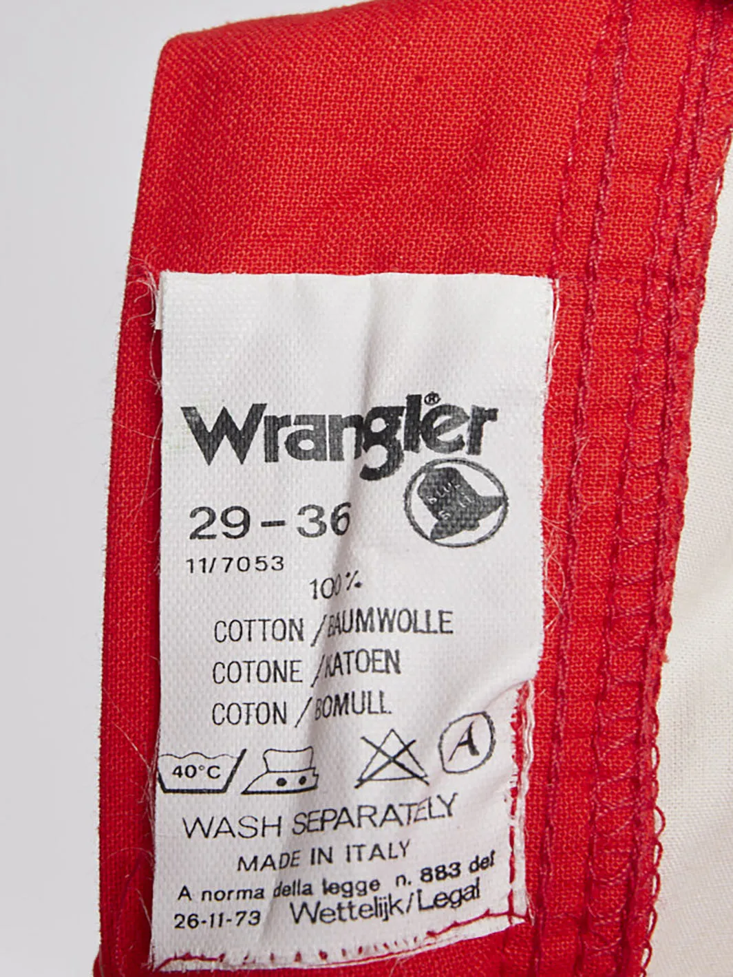 1980s Wrangler slim cut trouser in bright red