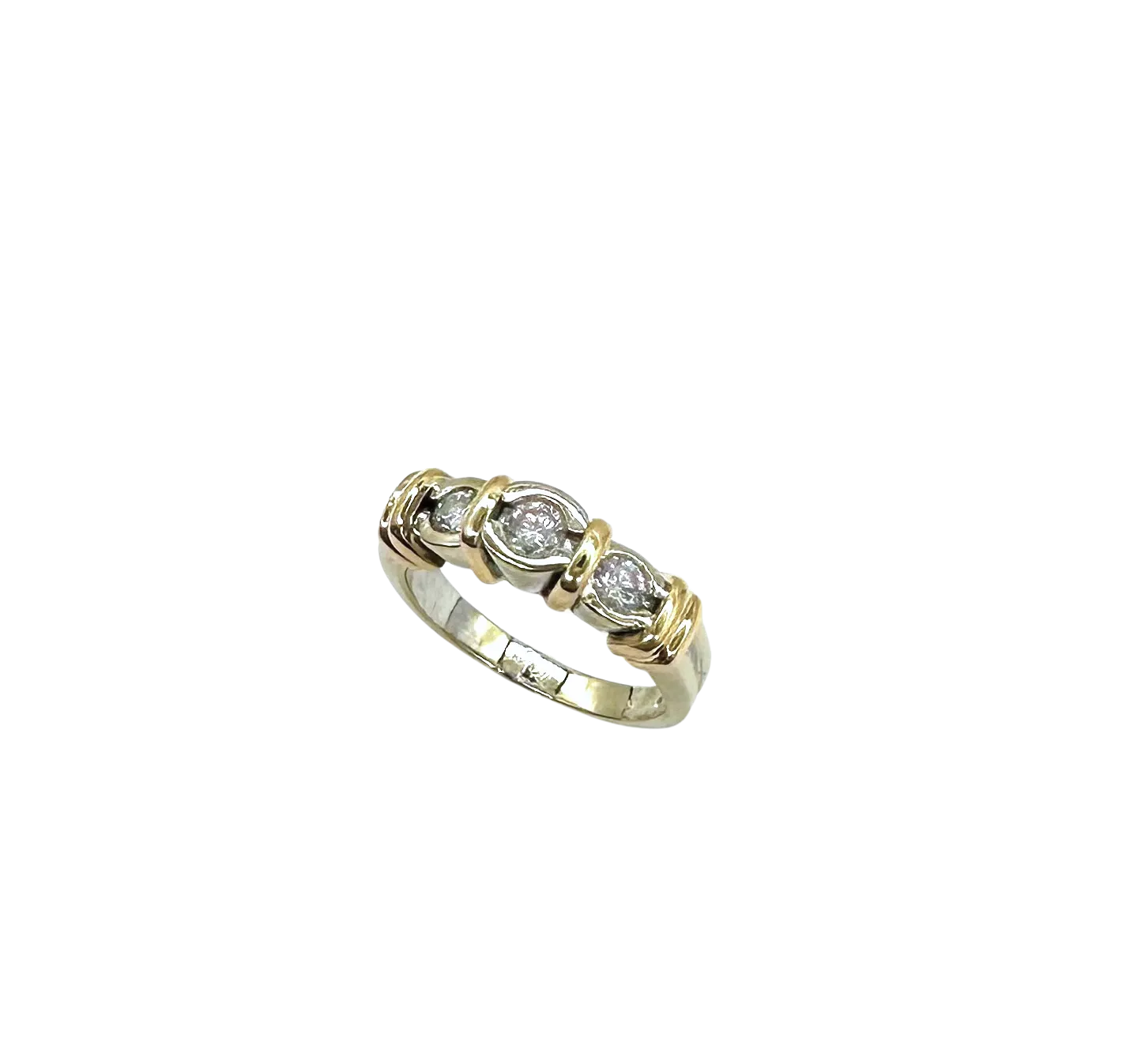 3 Stone Bezel Set Diamond Bar Ring