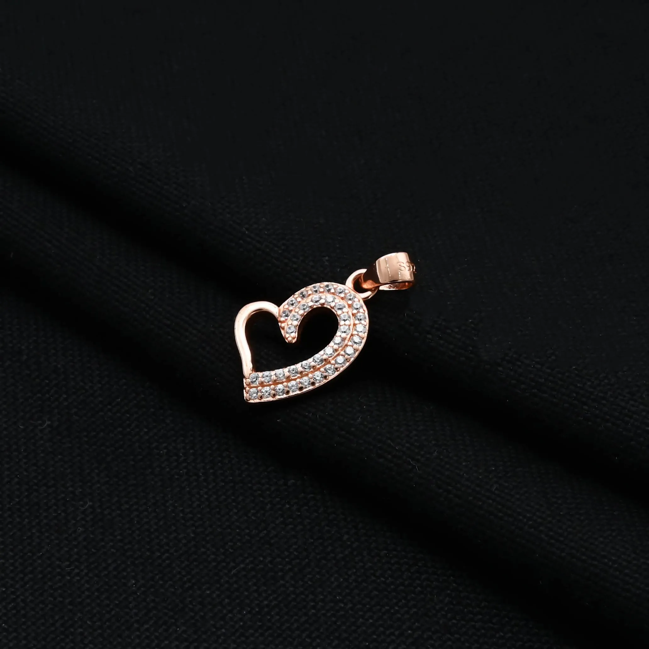 925 Silver Trendy Rose Gold-Pleated Heart Pendant