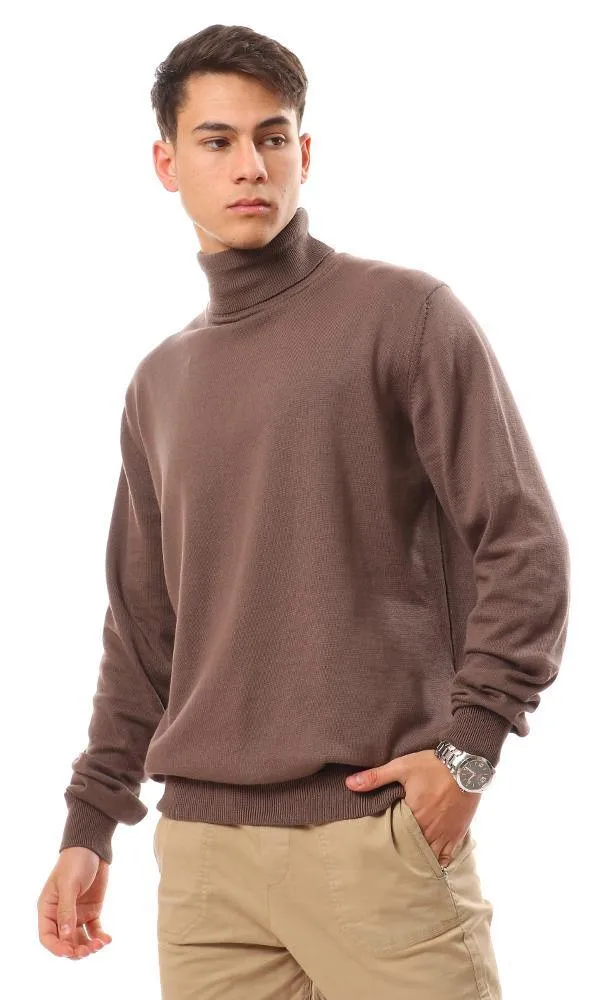 94409 Long Sleeves Solid Basic Dark Coffee Pullover