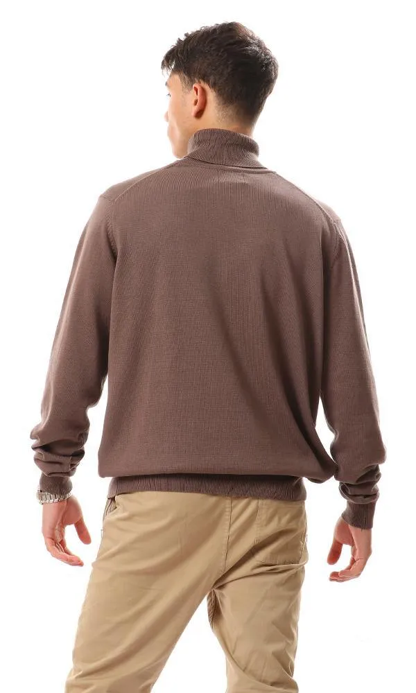 94409 Long Sleeves Solid Basic Dark Coffee Pullover