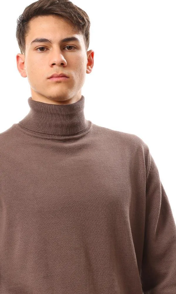 94409 Long Sleeves Solid Basic Dark Coffee Pullover