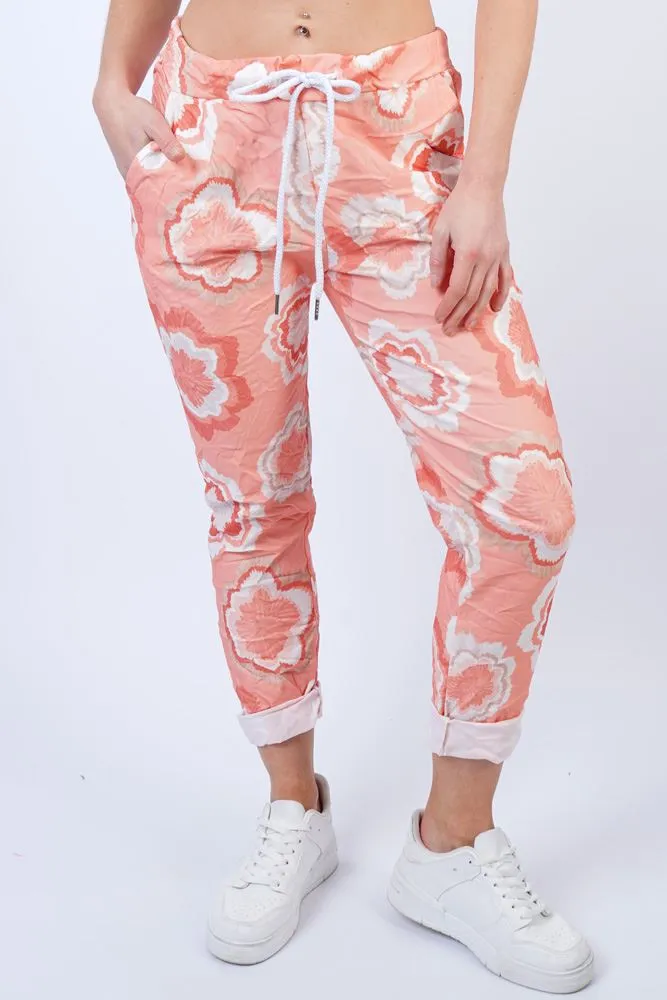 Abstract Tie Dye Print Drawstring Waistband Pants