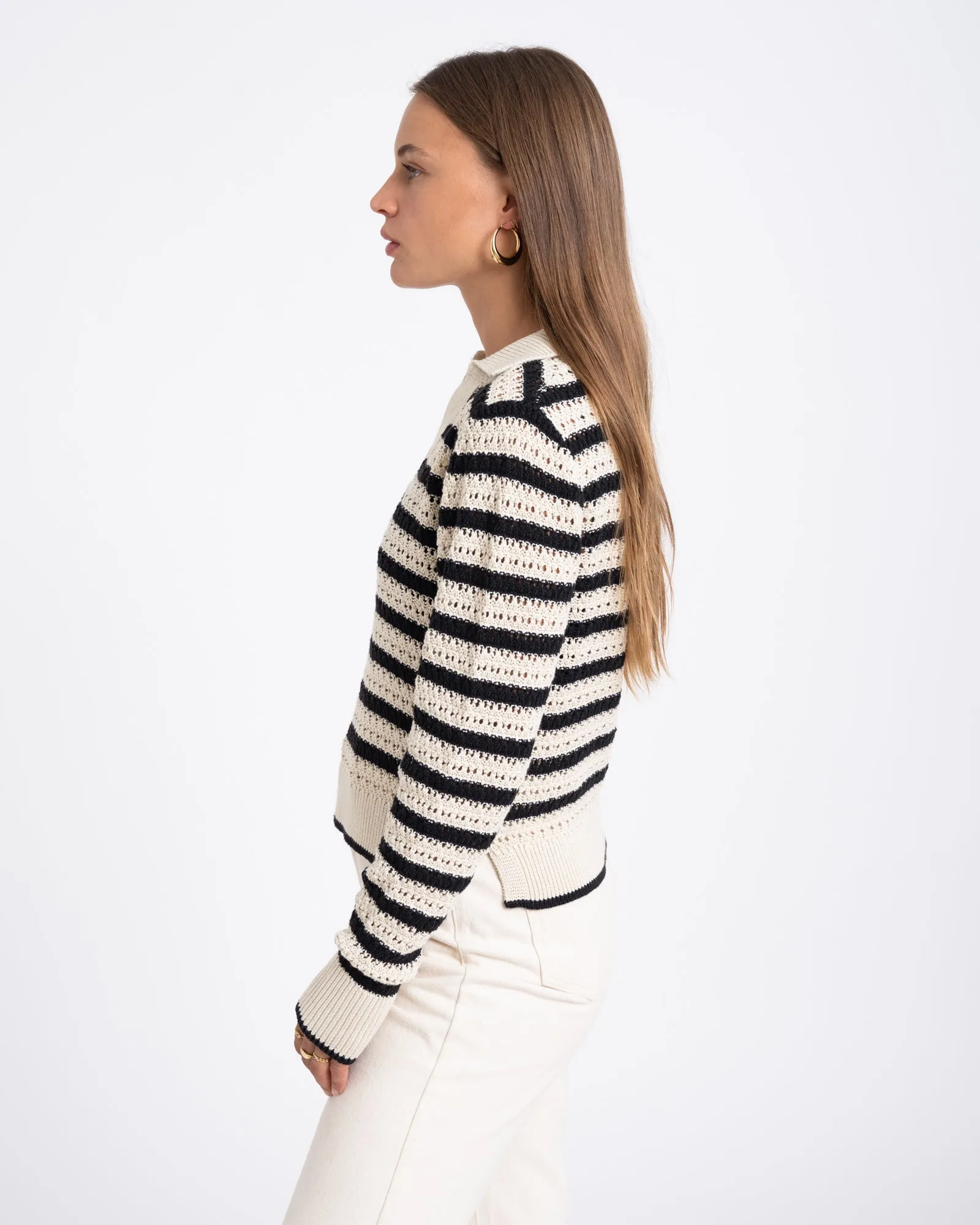 Addy Polo Neck Knit Bone White