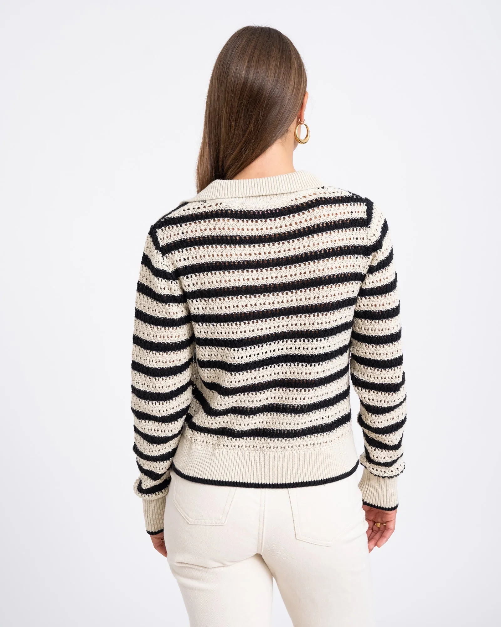 Addy Polo Neck Knit Bone White