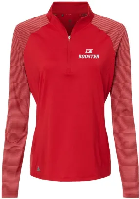 Adidas Ladies Stripe Block Quarter-Zip Pullover