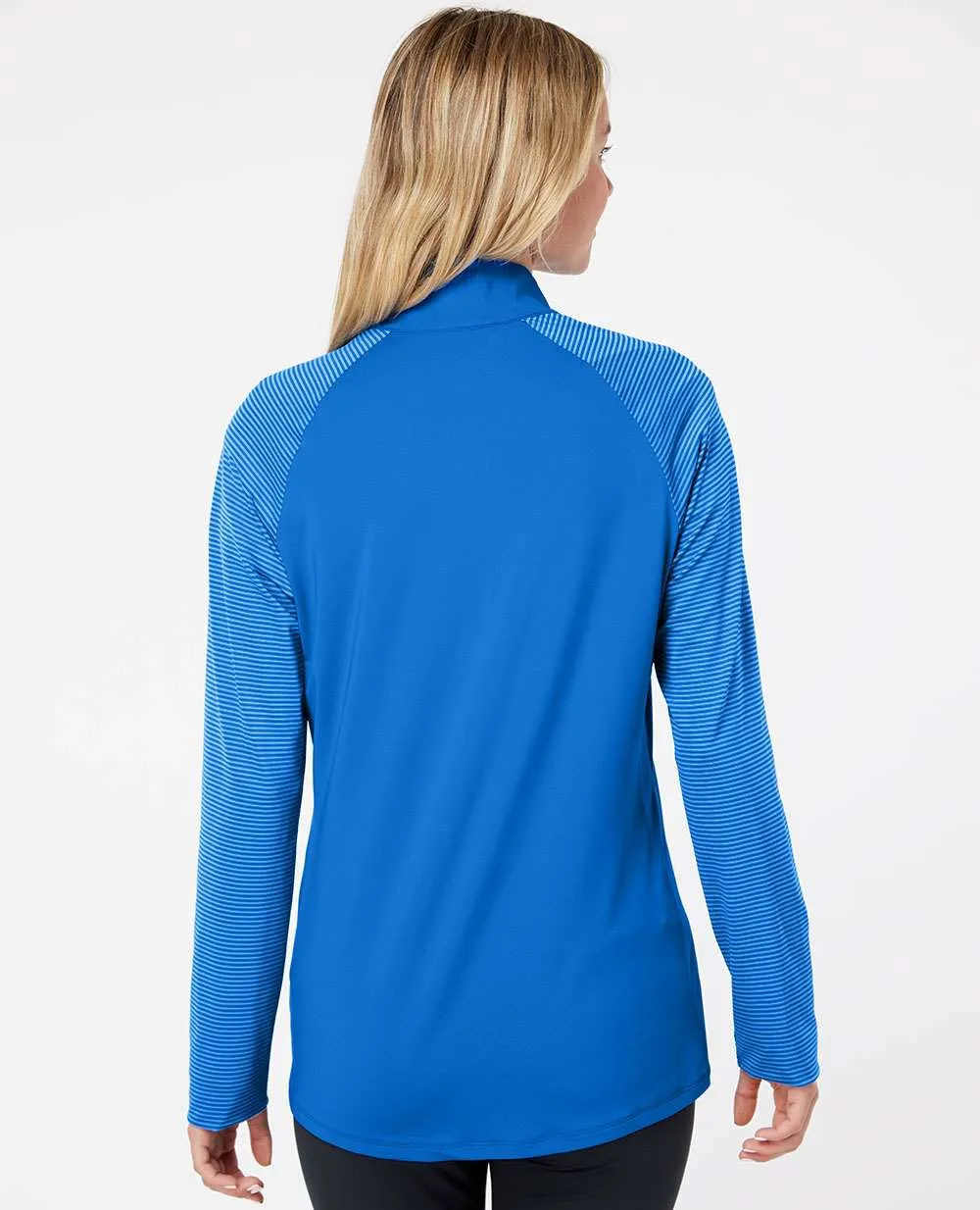 Adidas Ladies Stripe Block Quarter-Zip Pullover