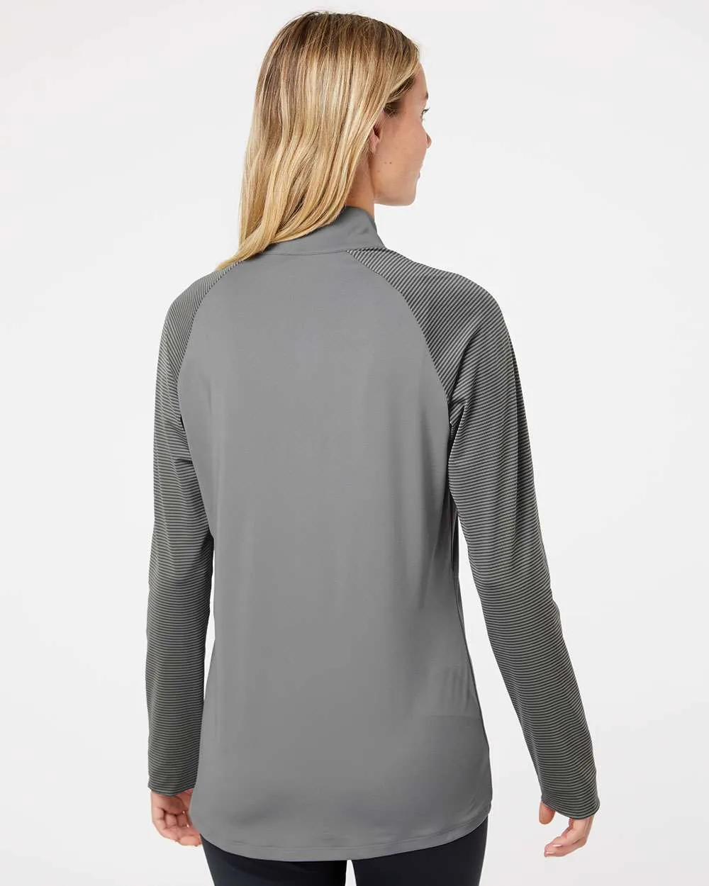 Adidas Ladies Stripe Block Quarter-Zip Pullover