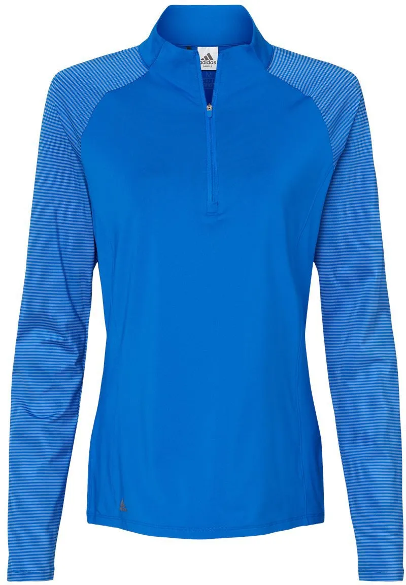 Adidas Ladies Stripe Block Quarter-Zip Pullover