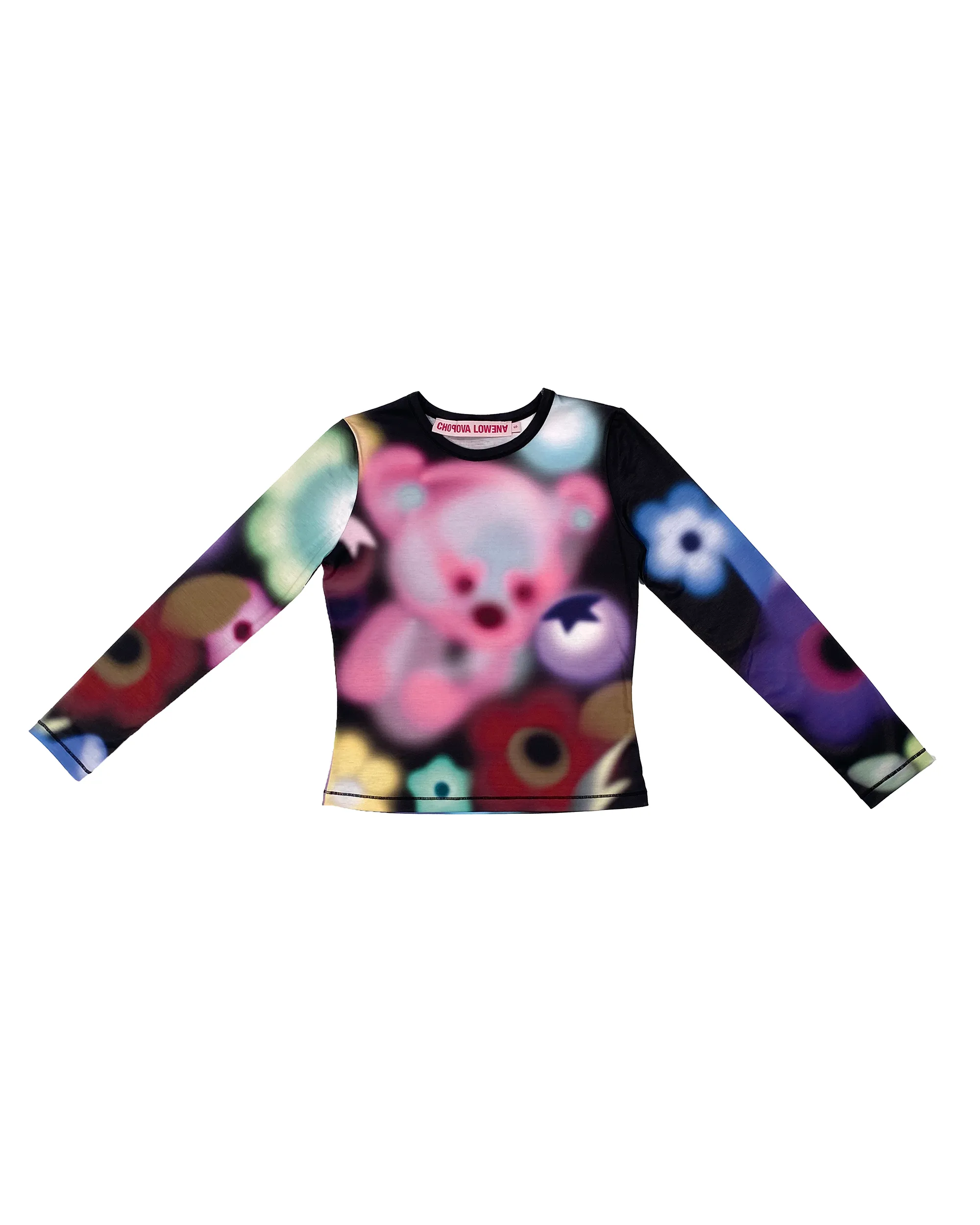 Airbrush Bear Fitted Long Sleeve Jersey Top - Multi