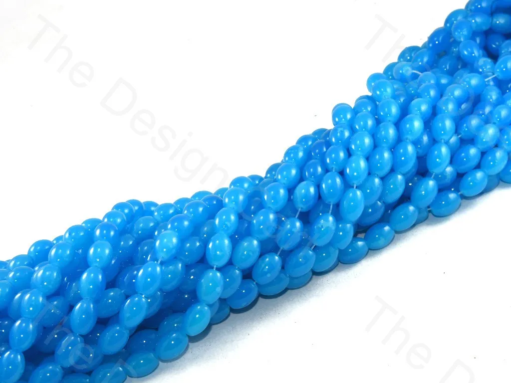 Aqua Blue Oval Glass Pearl