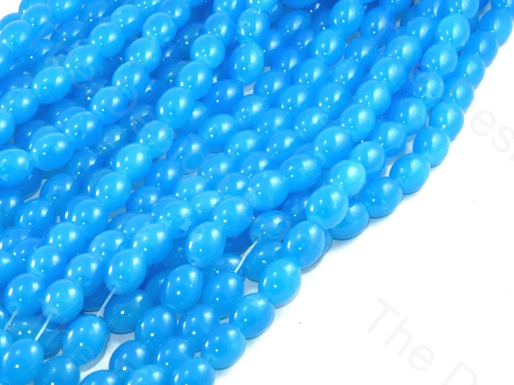 Aqua Blue Oval Glass Pearl