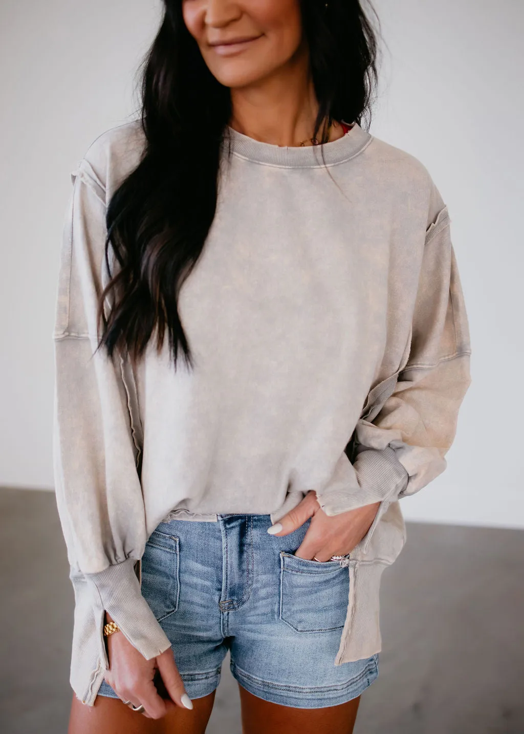 Arie Acid Wash Pullover