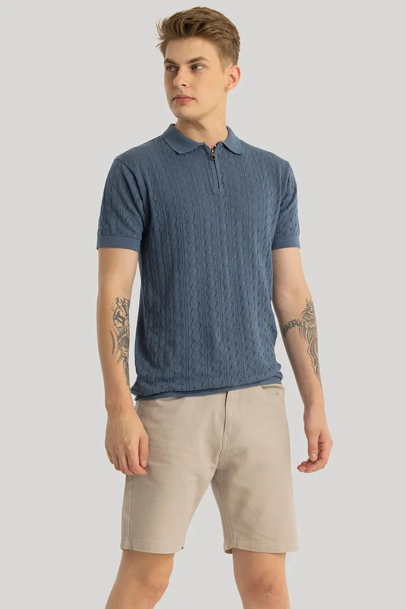 Knitted Stone Blue Polo T-Shirt for Men by Ascent - Enhance Visibility for SEO