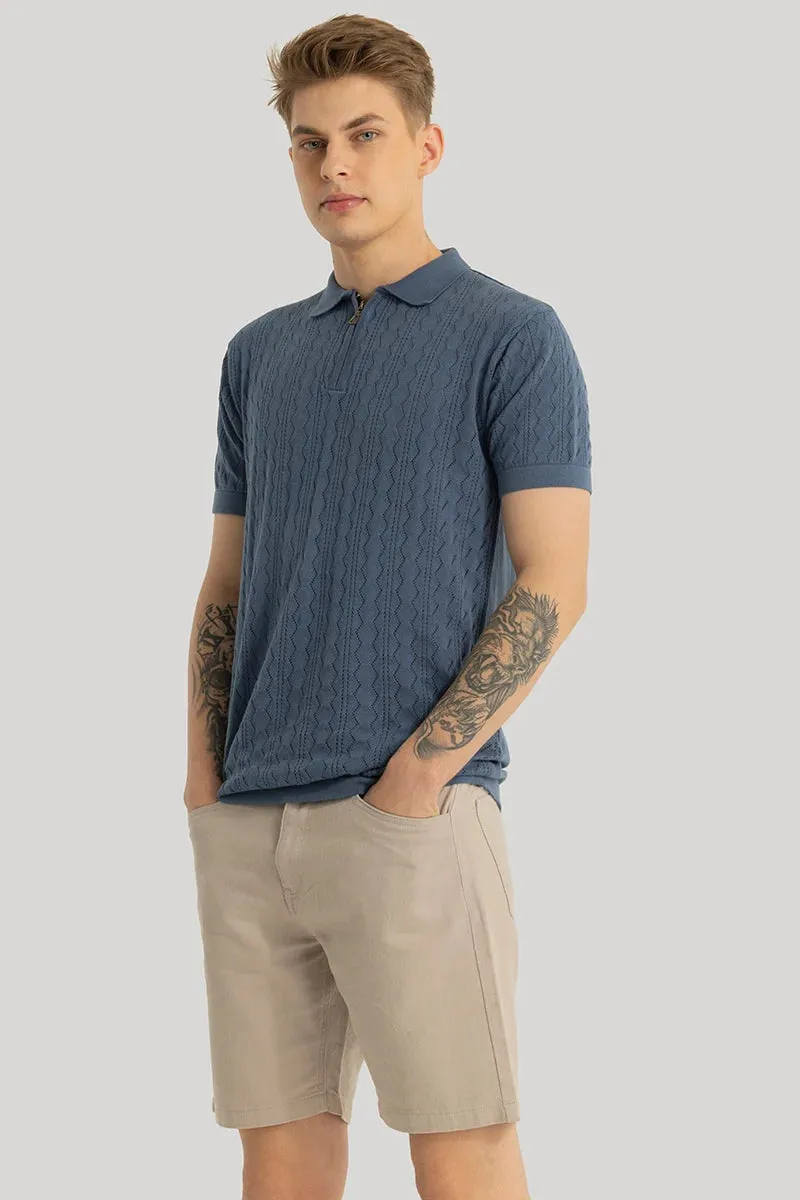 Knitted Stone Blue Polo T-Shirt for Men by Ascent - Enhance Visibility for SEO