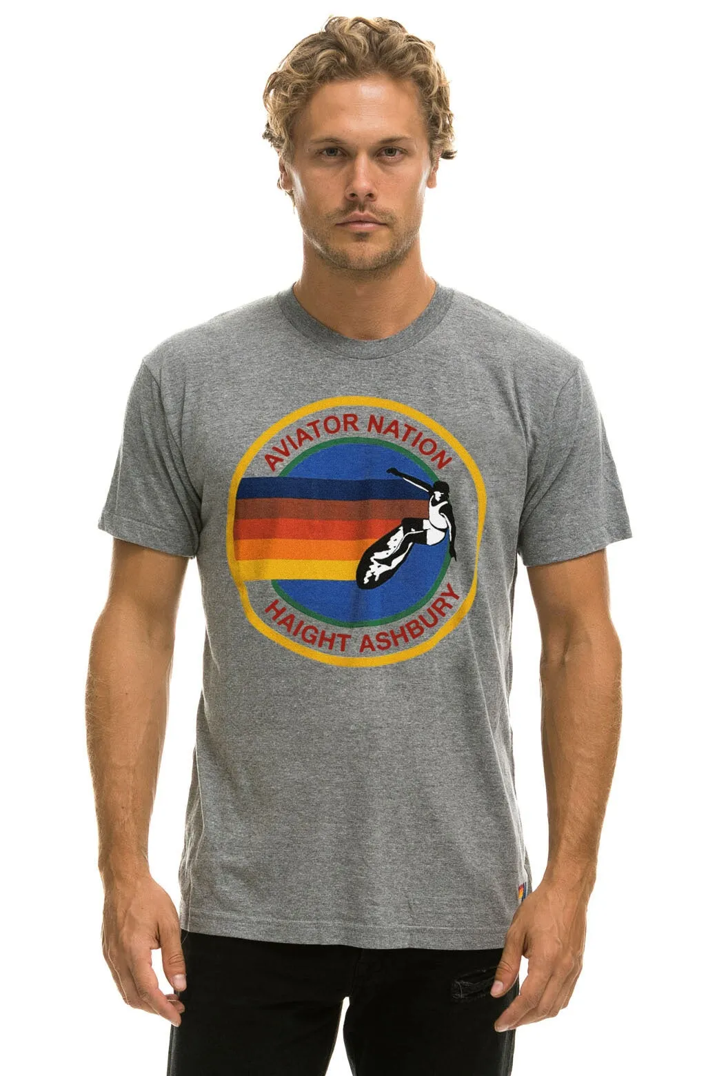 AVIATOR NATION HAIGHT ASHBURY TEE - HEATHER GREY