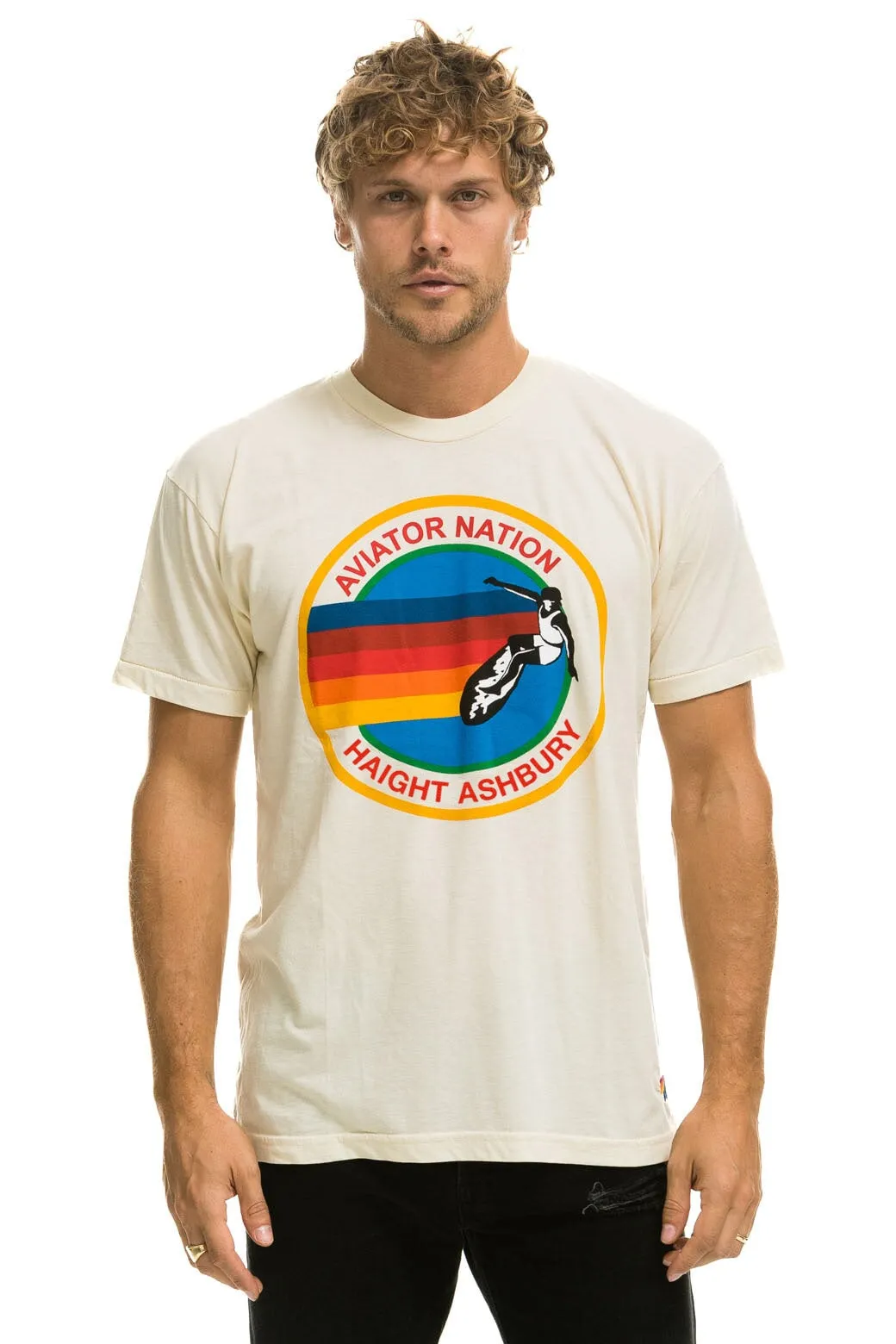 AVIATOR NATION HAIGHT ASHBURY TEE - VINTAGE WHITE