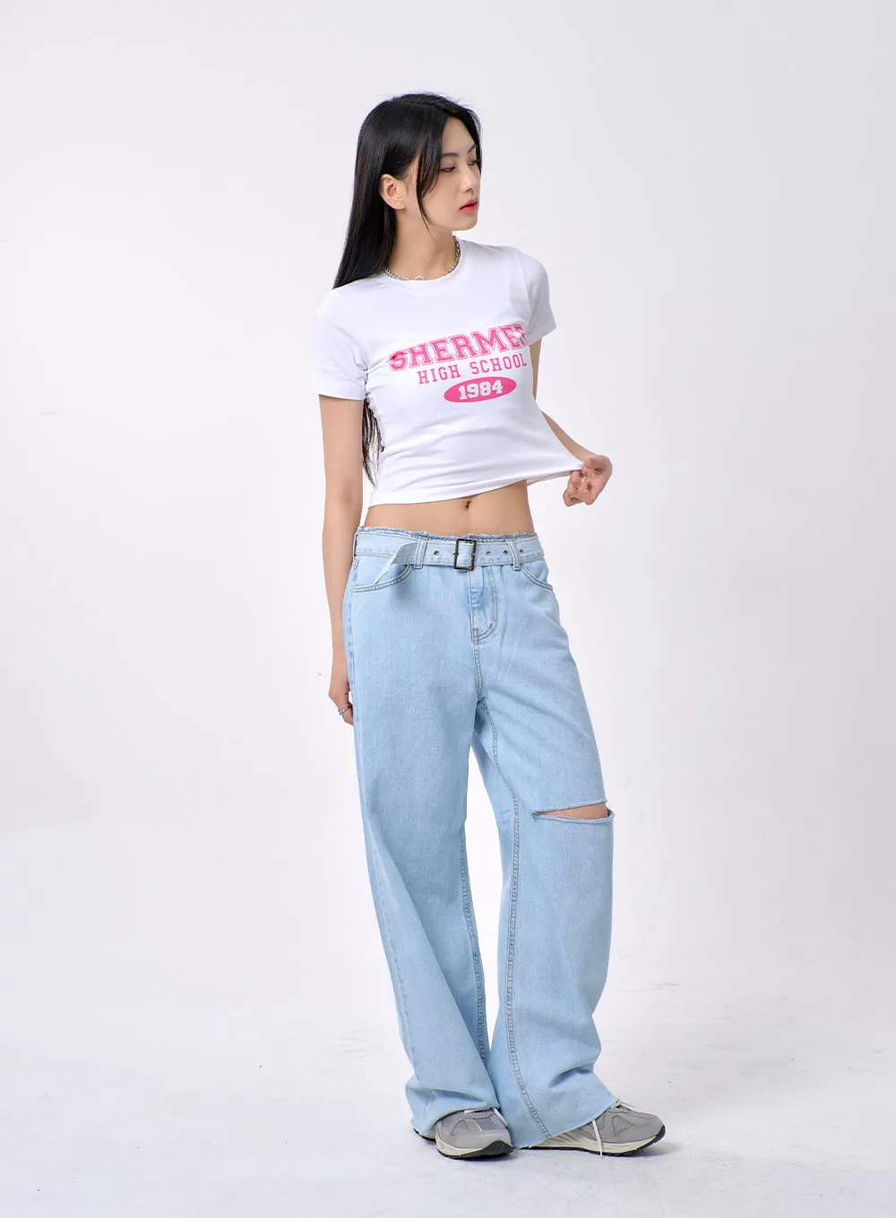 Baggy Jeans With Belt BA325