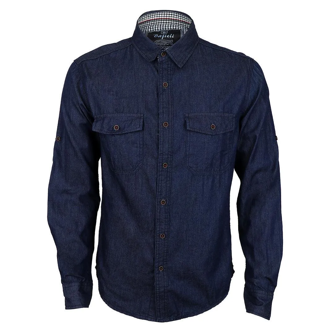 Bajieli Men's Long-sleeved Denim Jeans Shirt