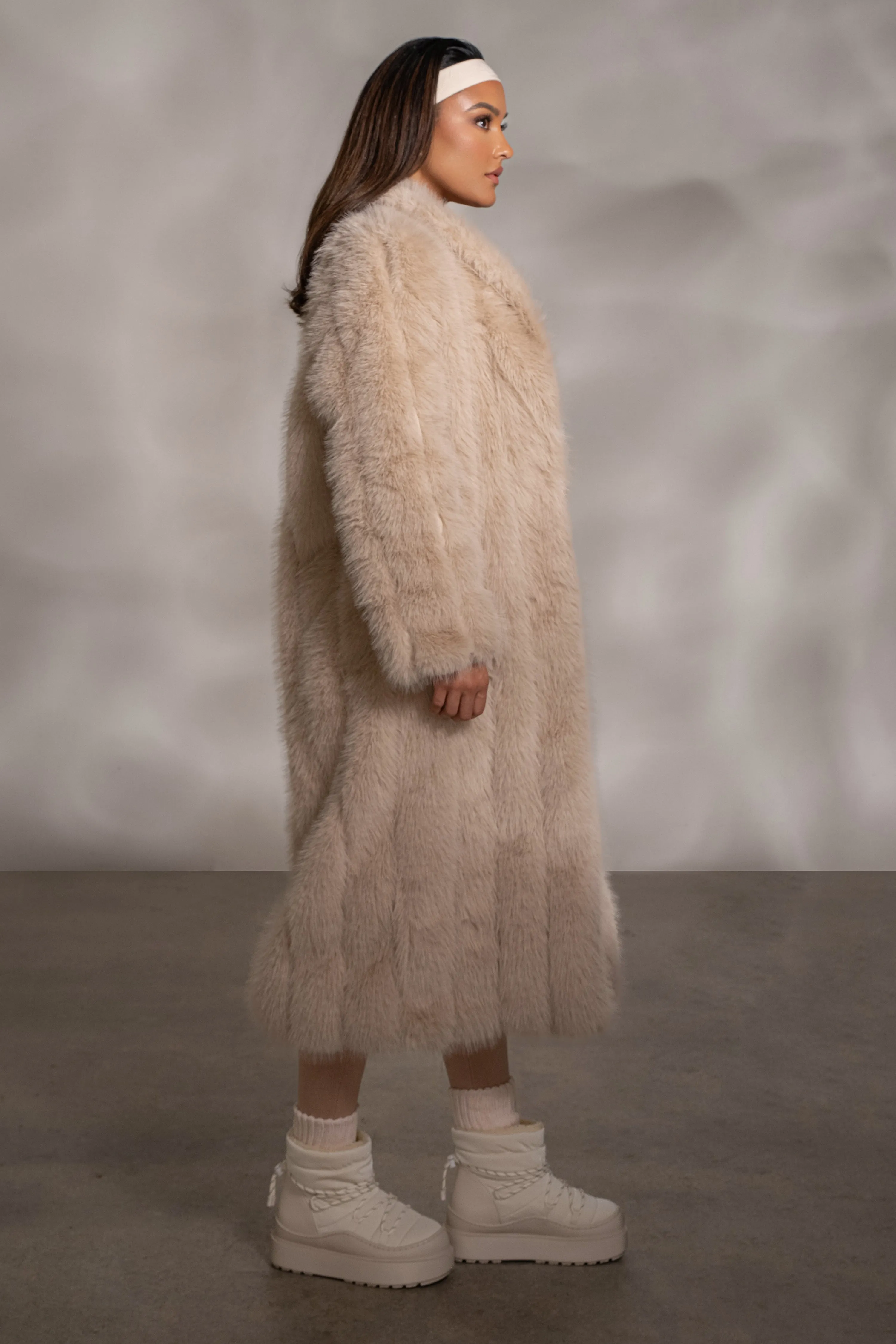 Beige Manhattan Faux Fur Coat