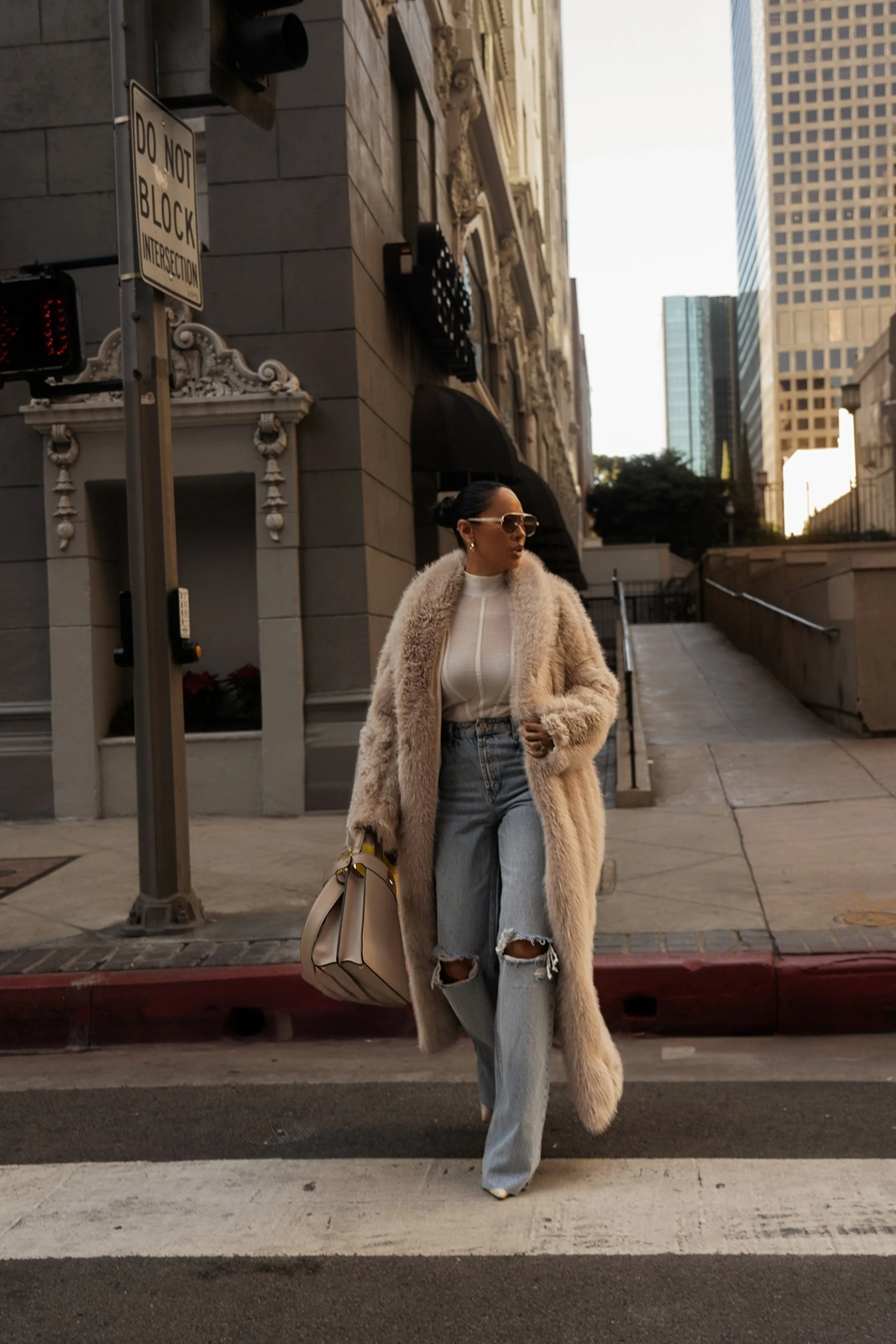 Beige Manhattan Faux Fur Coat