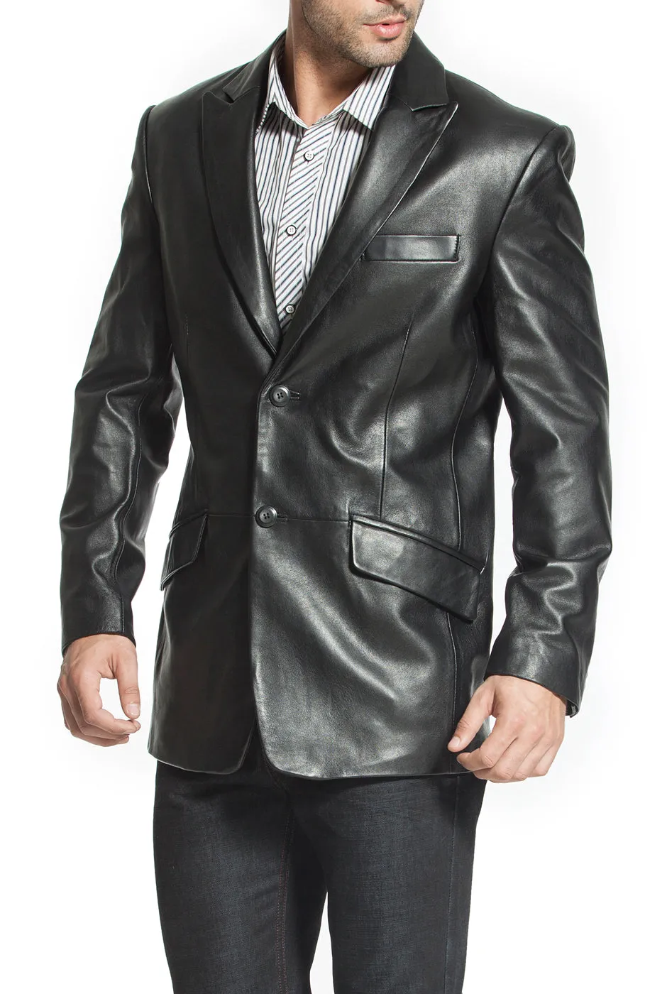 BGSD Men Ben Two-Button Lambskin Leather Blazer