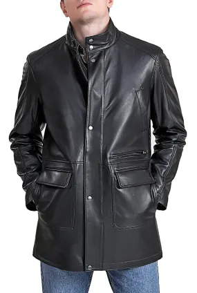 BGSD Men Kyle New Zealand Lambskin Leather Car Coat