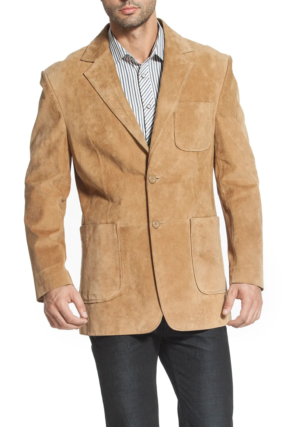 BGSD Men Steve Classic Two-Button Suede Leather Blazer