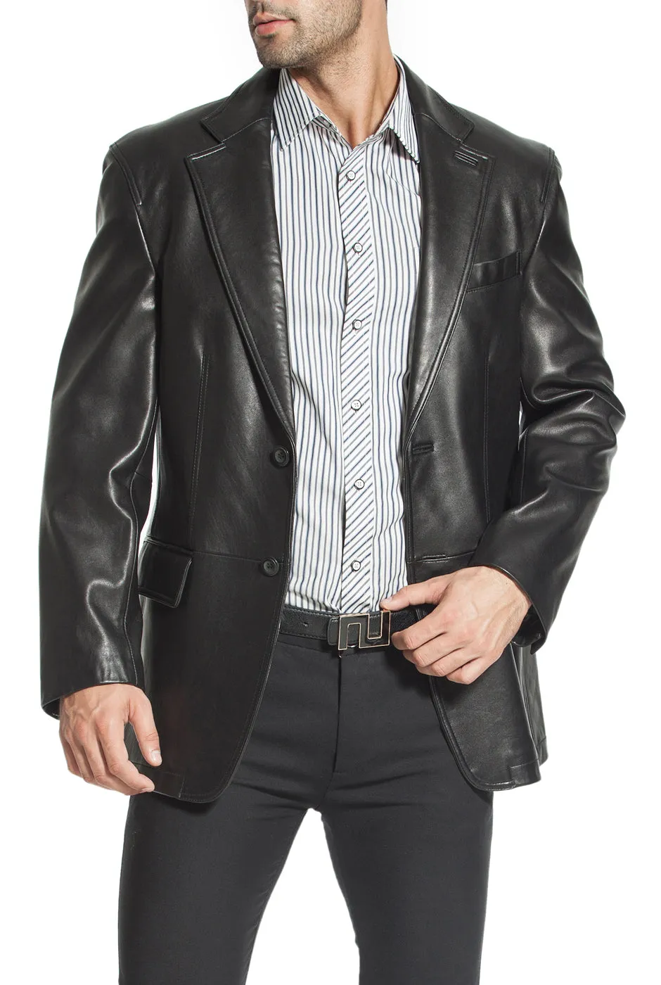 BGSD Monogram Collection Men New Zealand Lambskin Leather Blazer