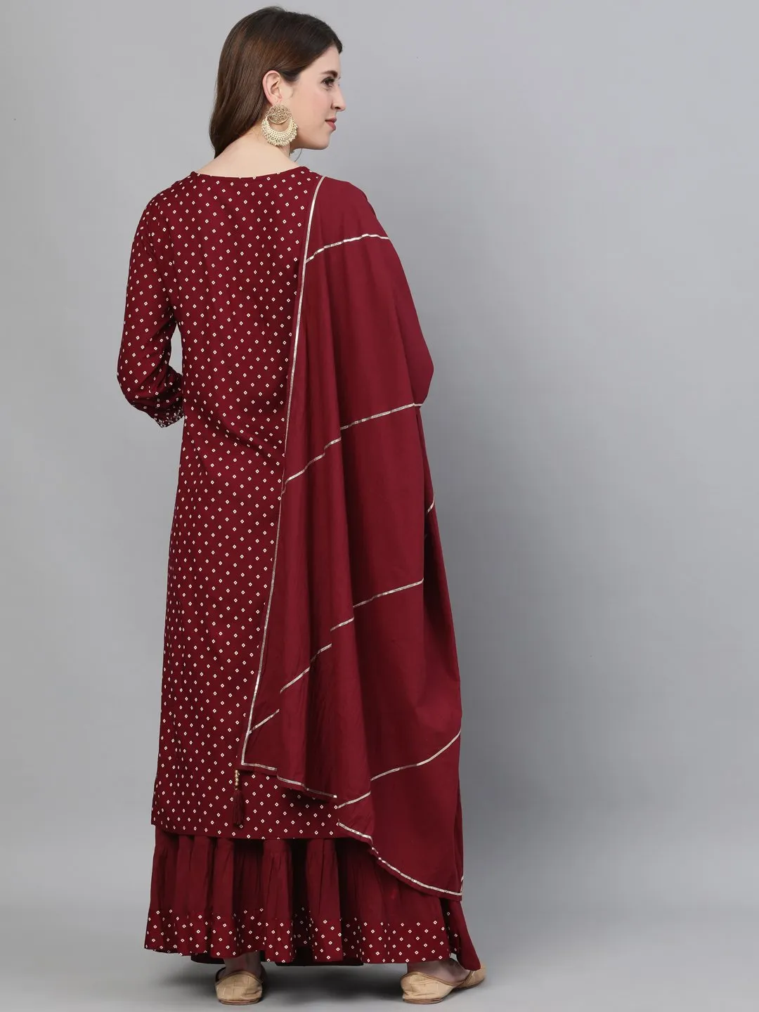 Bindiya Maroon Kurta and Skirt Set