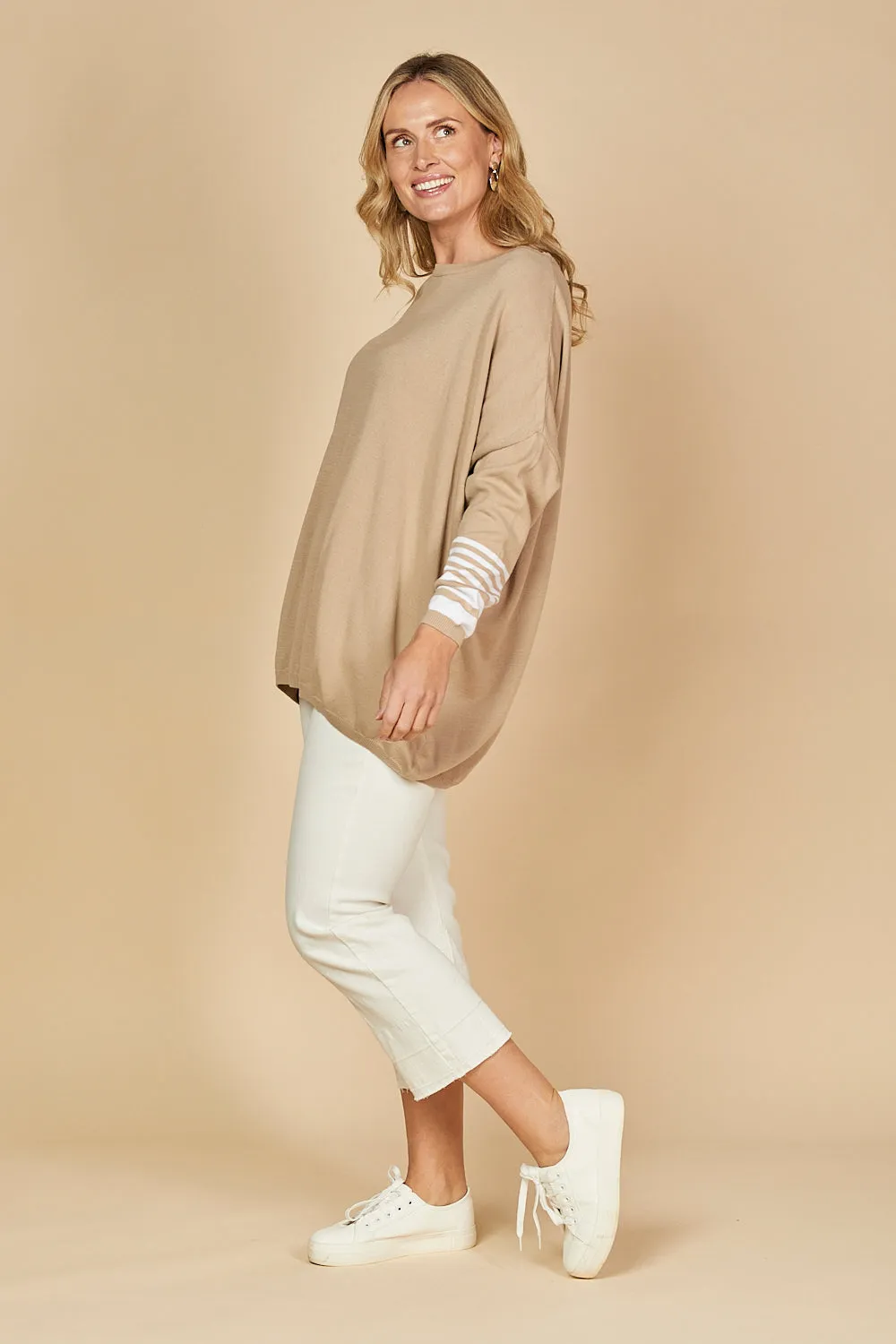 Binky Striped Jumper in Beige