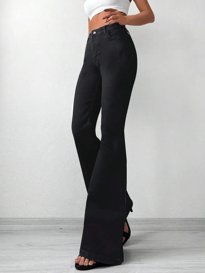 Black Bootcut Flare High Waist Jeans