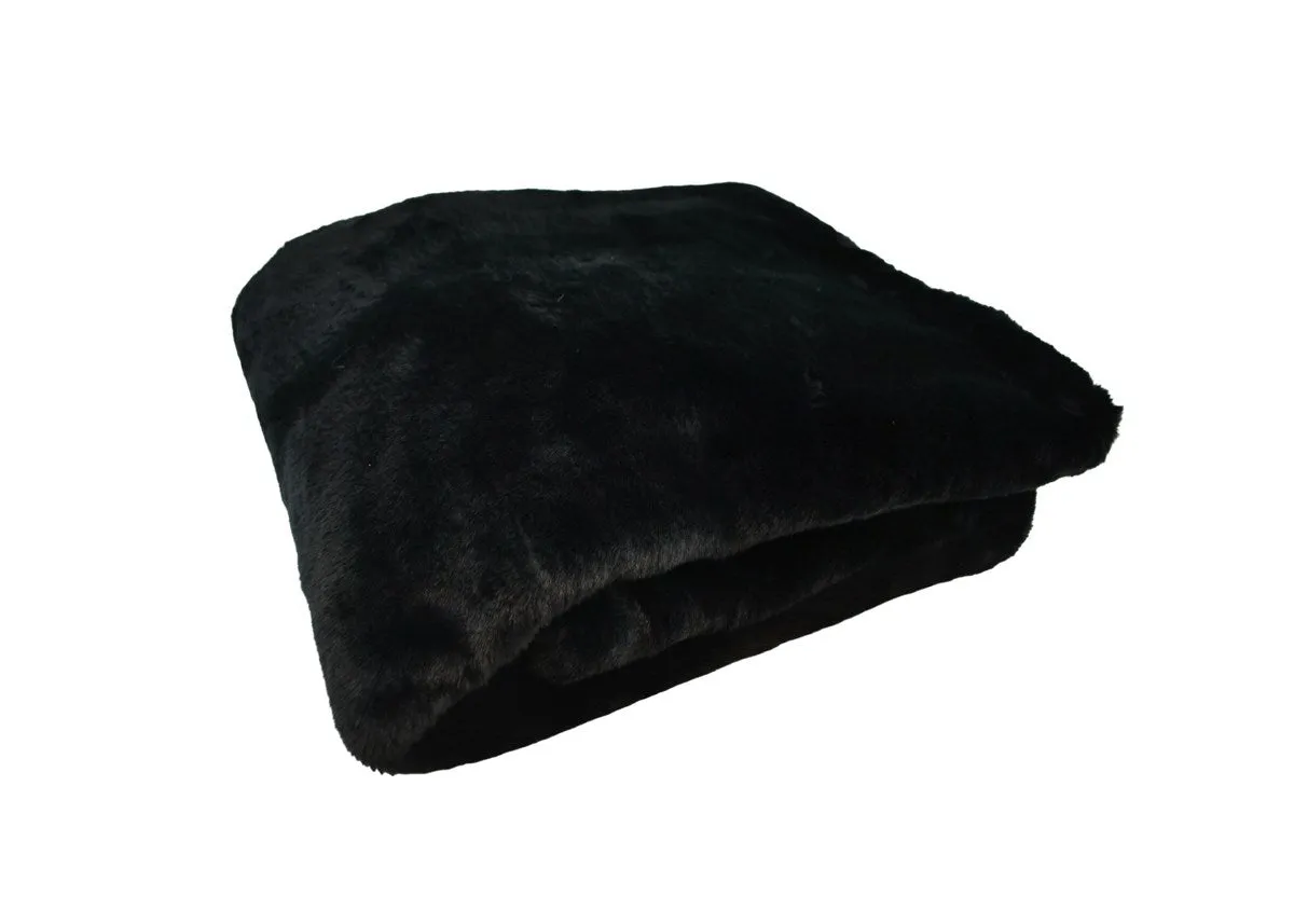 BLACK FAUX FUR THROW