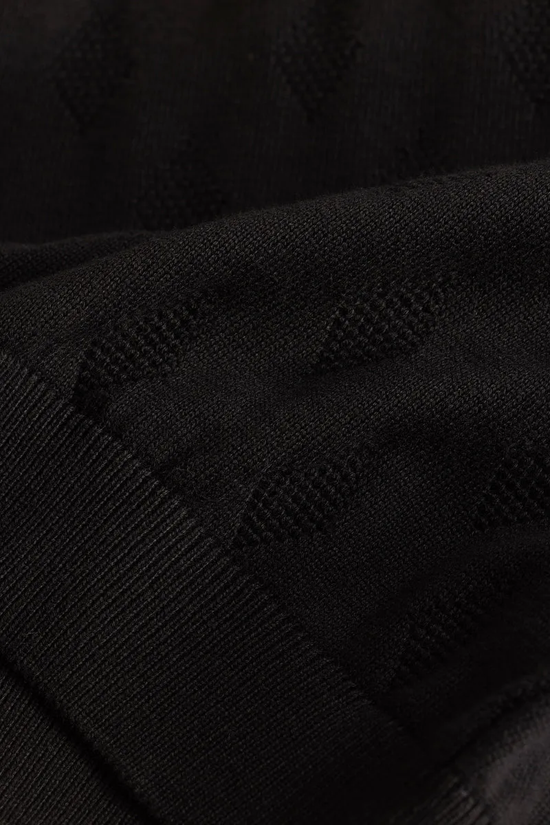 Black Knitted Polo T-Shirt