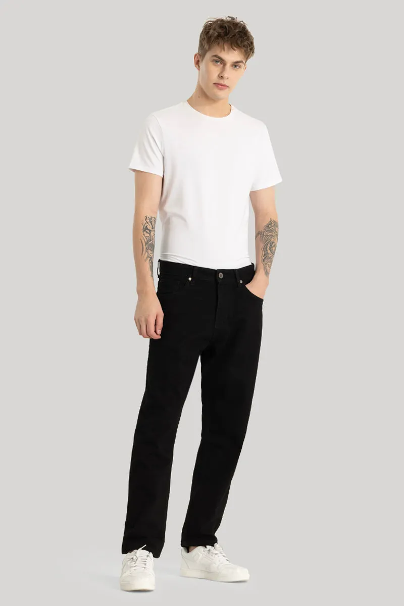 Black Plain Baggy Fit Jeans