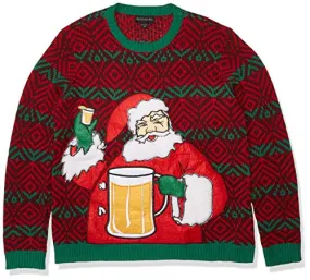 Blizzard Bay Men's Santa Beer Shots Sweater, red, Medium