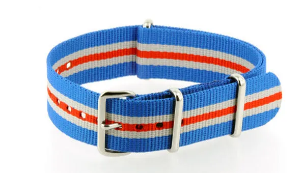 Blue Gray Red G10 Military Nylon Strap