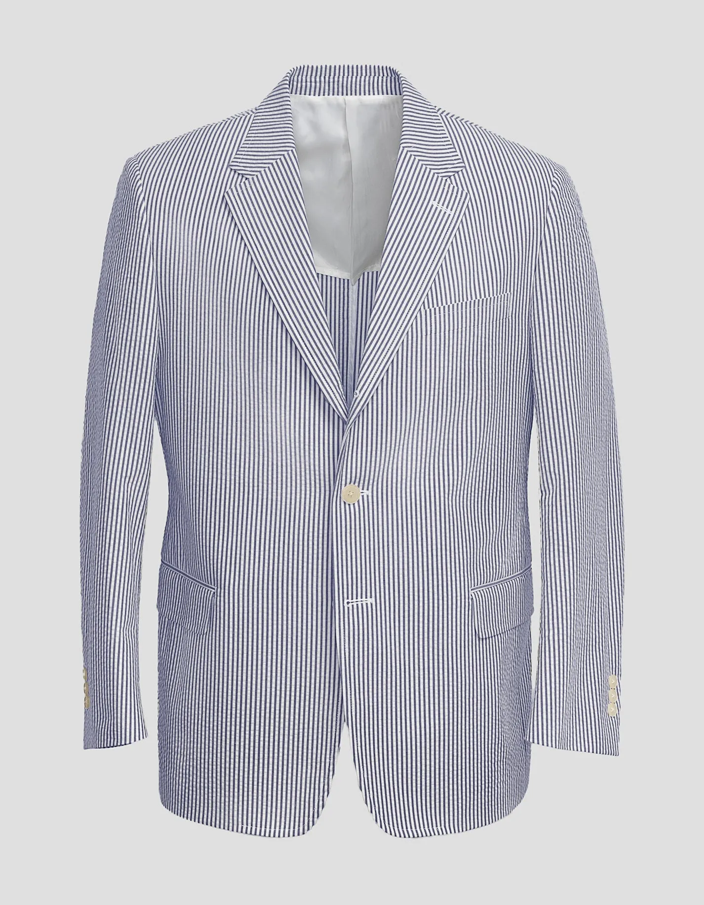 BLUE WHITE COTTON SEERSUCKER SPORT COAT -  MTO