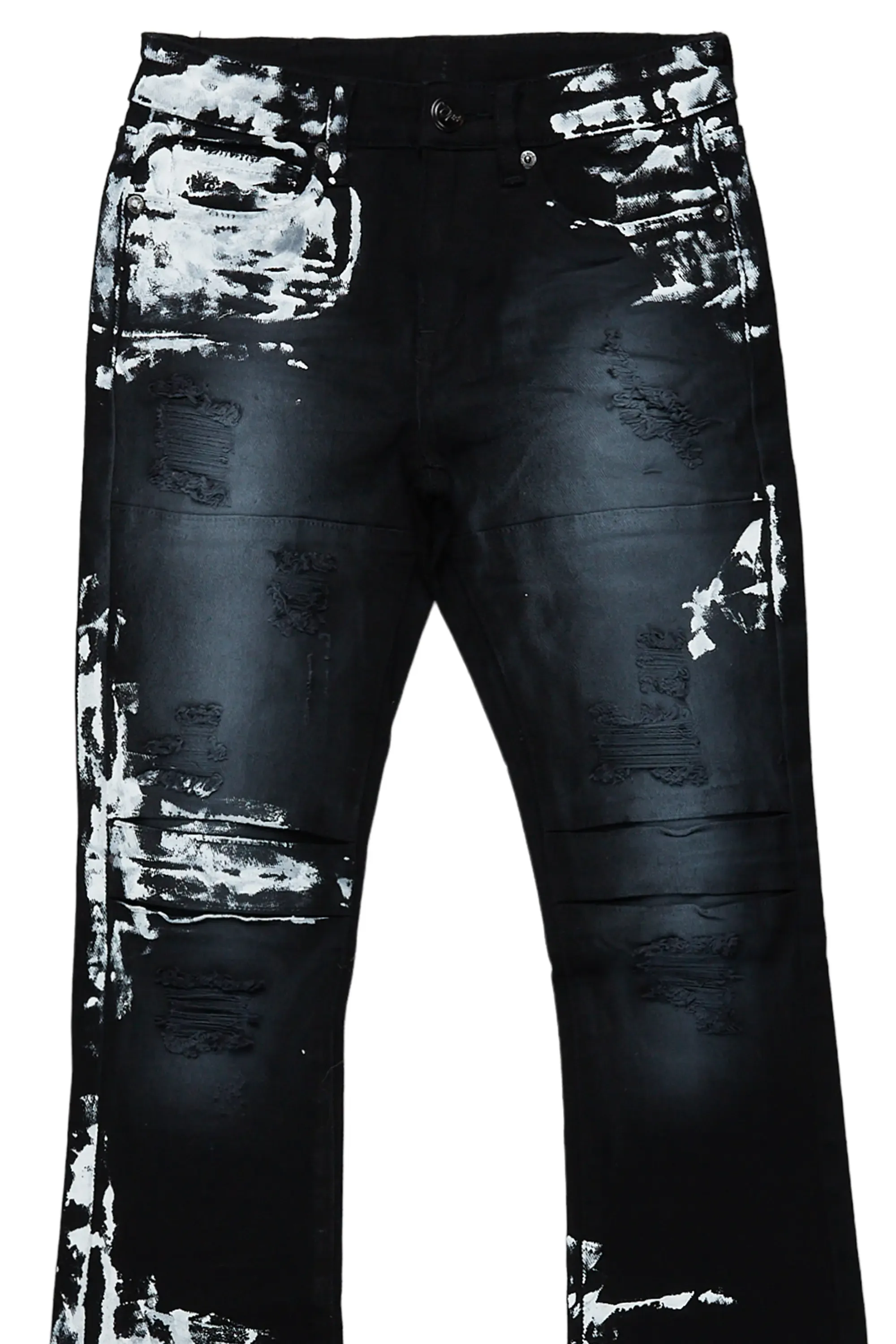 Boys Kane Black Painter Stacked Flare Jean