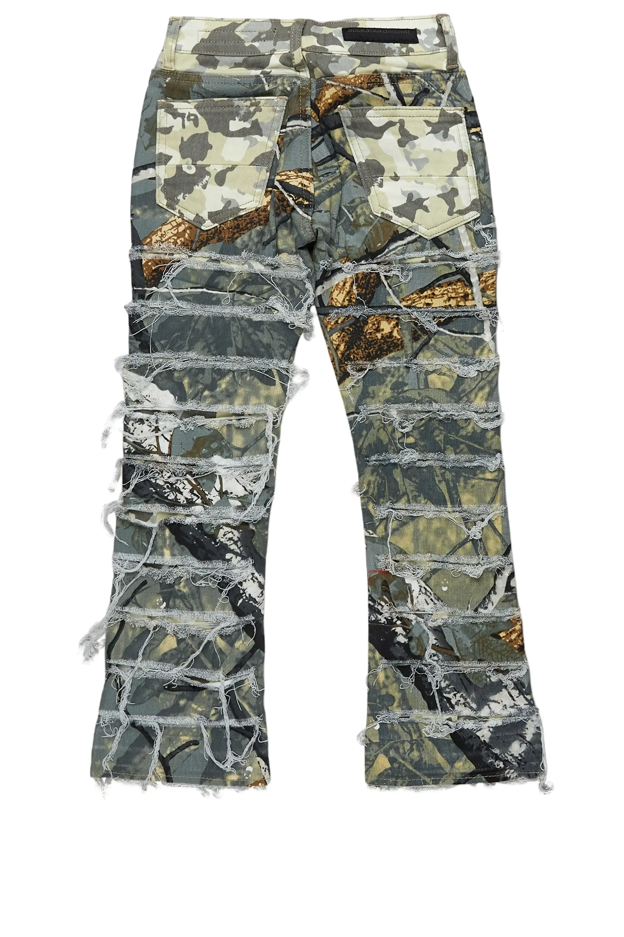 Boys Miguelo Tree Camo Stacked Flare Jean