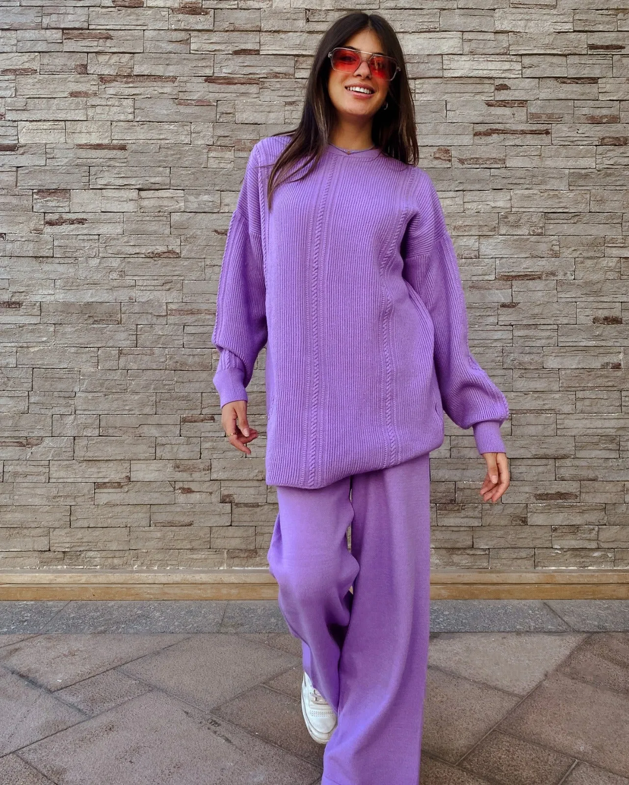 Braided Knit Set Purple