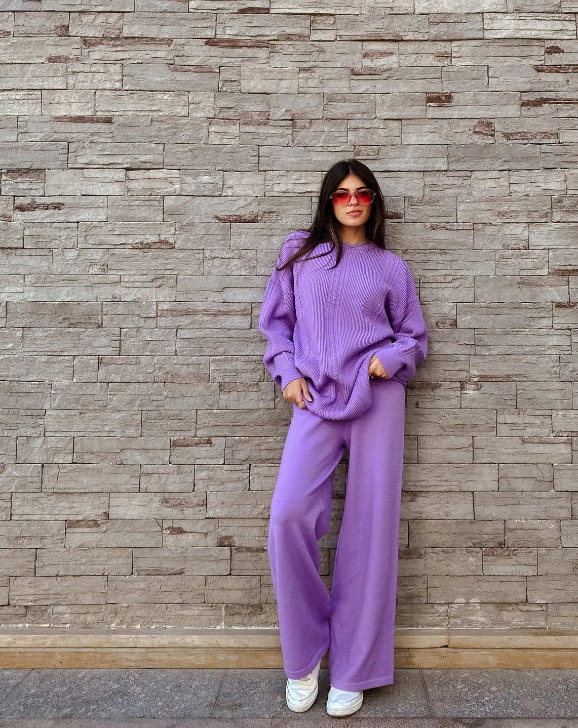 Braided Knit Set Purple