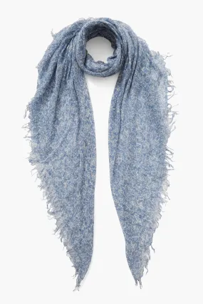 Cashmere and Silk Scarf Chambray Hibiscus