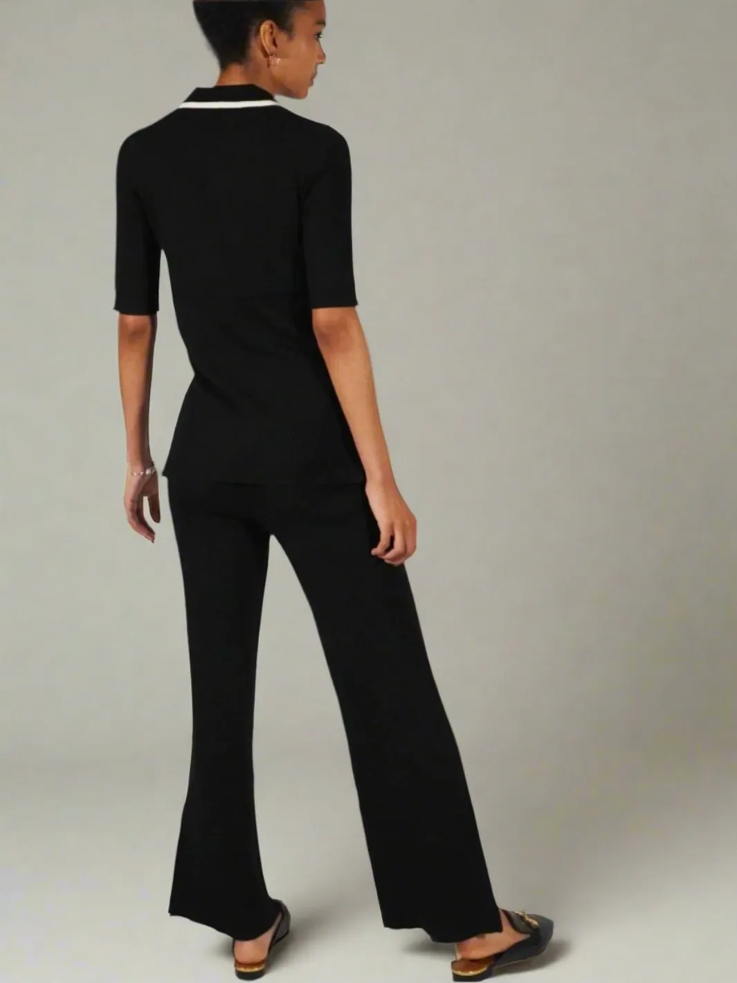 Cashmere Blend Ribbed Knit Wide Leg Pants - The Walker