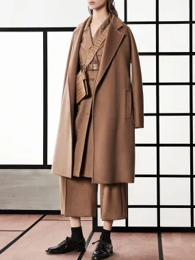 Casual Solid Color Lapel Long Coat Coat