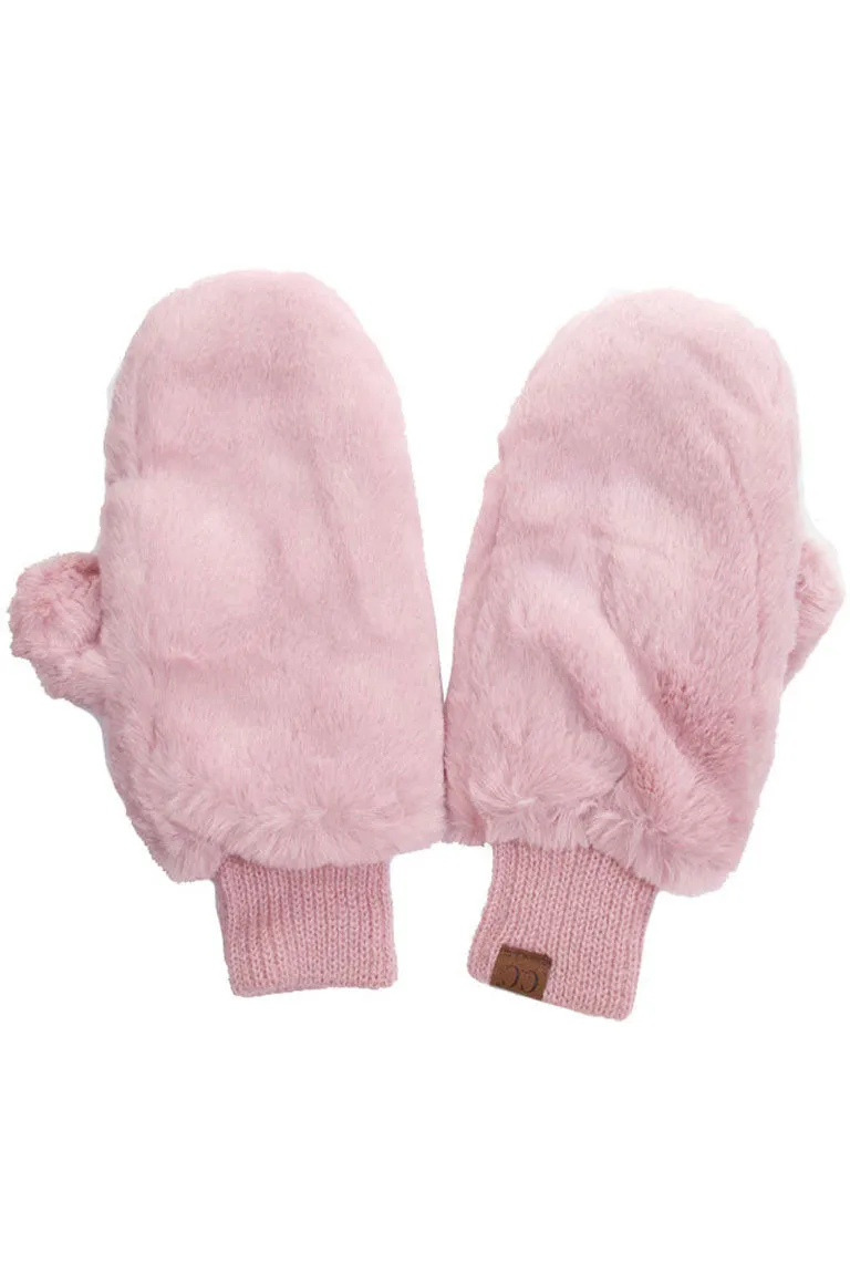 C.C Faux Fur Pop Top Mittens Gloves Shepherd Lining