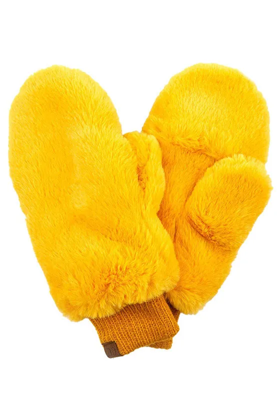 C.C Faux Fur Pop Top Mittens Gloves Shepherd Lining