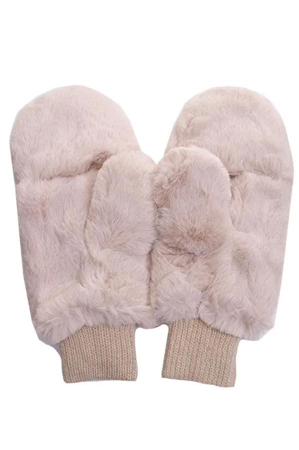 C.C Faux Fur Pop Top Mittens Gloves Shepherd Lining